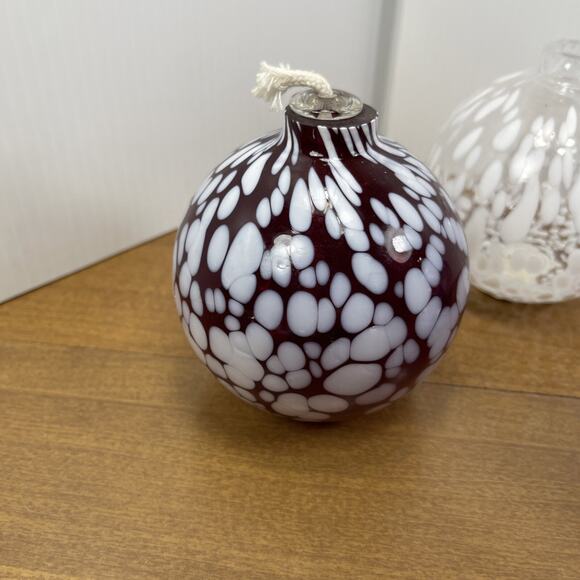 Pottery Barn Oil Diffuser Glass Ball Confetti Design Hand Blown Orb Set Of 3 - Picture 3 of 13